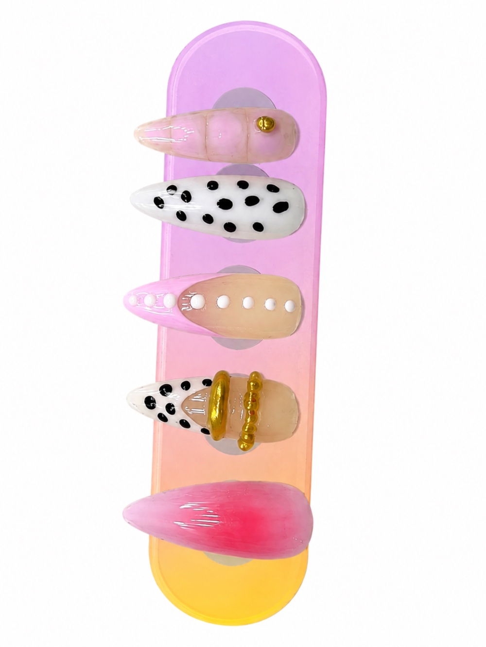 Pink & gold press on nail set